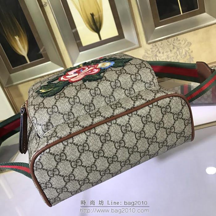 GUCCI 古馳女包 新款 427042 pvc刺繡 古奇奢侈品女包 花鳥印花圖案 雙肩包 女款背包